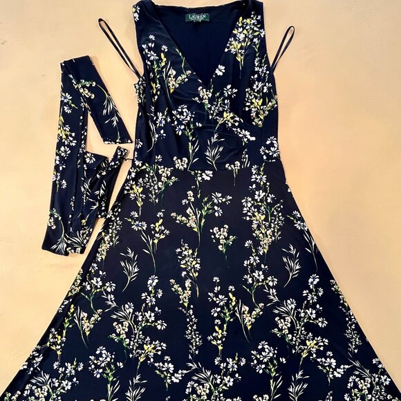 Lauren Ralph Lauren Blue Print Jersey Dress - Size 6 - Picture 1 of 7
